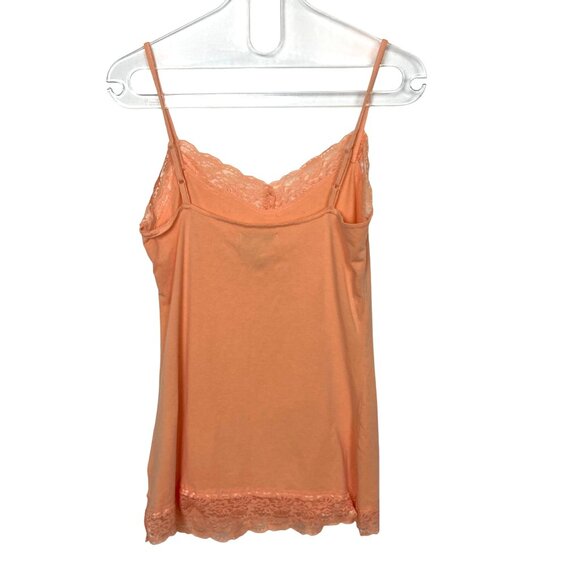 Vintage Y2K Q & A Tank Top Medium Orange Lace Trimmed Long Line Cami Layering - Picture 3 of 6
